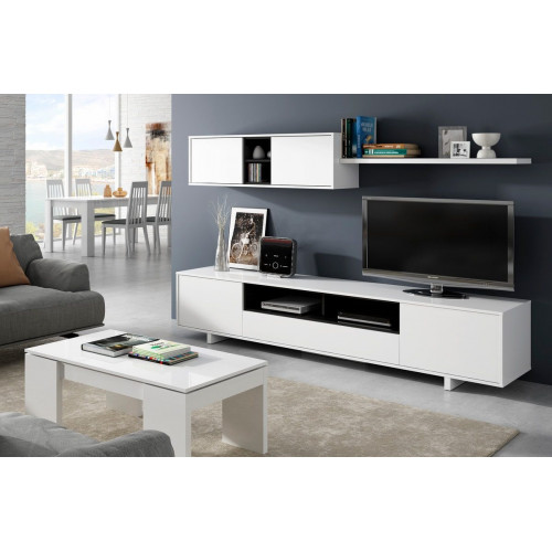 Mueble de salón y TV Varys blanco y gris 46x200x42cm (anchoxaltoxfondo)