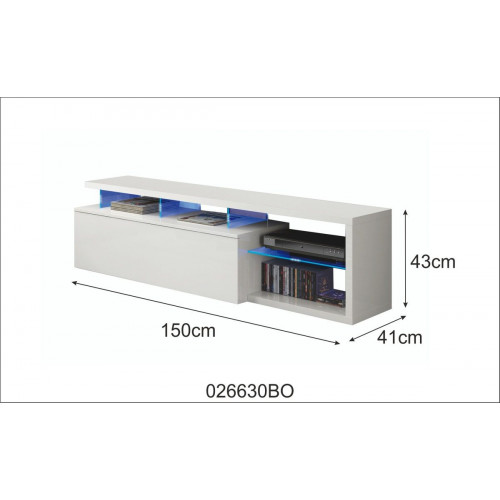 Mueble de TV Bluetech 150x41x43 cm de color blanco brillo