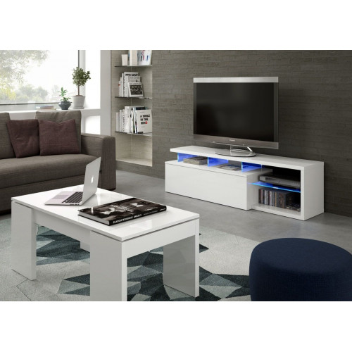 Mueble de TV Bluetech 150x41x43 cm de color blanco brillo