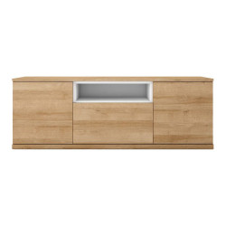 Mueble de TV con 2 puertas abatibles, 1 cajón y 1 hueco Home EuroVolter Canela / Blanco