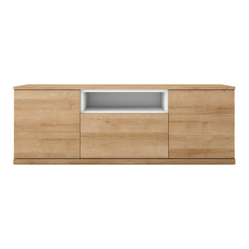 Mueble de TV con 2 puertas abatibles, 1 cajón y 1 hueco Home EuroVolter Canela / Blanco