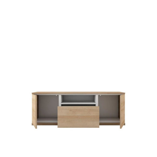 Mueble de TV con 2 puertas abatibles, 1 cajón y 1 hueco Home EuroVolter Canela / Blanco