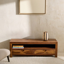 Mueble de TV de madera de palisandro con 2 cajones Bombay EuroVolter Natural