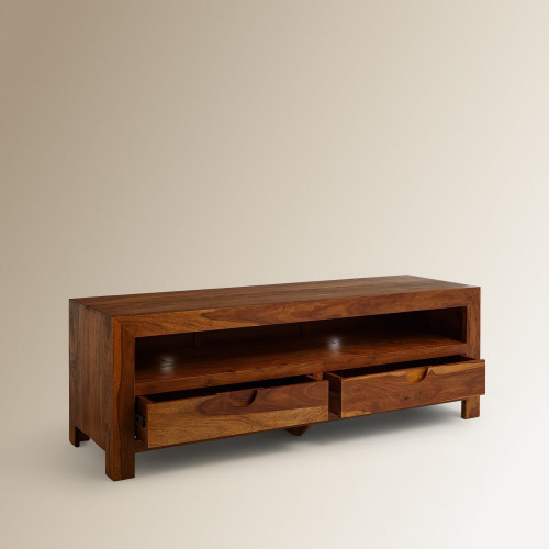 Mueble de TV de madera de palisandro con 2 cajones Bombay EuroVolter Natural