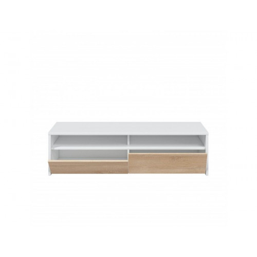 Mueble para TV 130x40x36 cm blanco mate y roble canadiense con 2 puertas – Verona