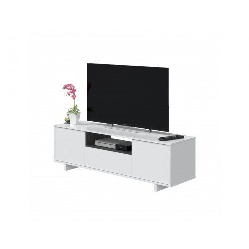 Mueble para TV 150x41x46 cm blanco brillo y gris ceniza con 3 puertas – Palermo