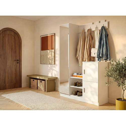 Mueble recibidor con 3 puertas y 1 espejo - Blanco - MIROTA