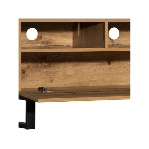 Mueble TV bajo estilo retro industrial, 180 cm, mueble TV con 2 puertas y 2 cajones, color negro y madera