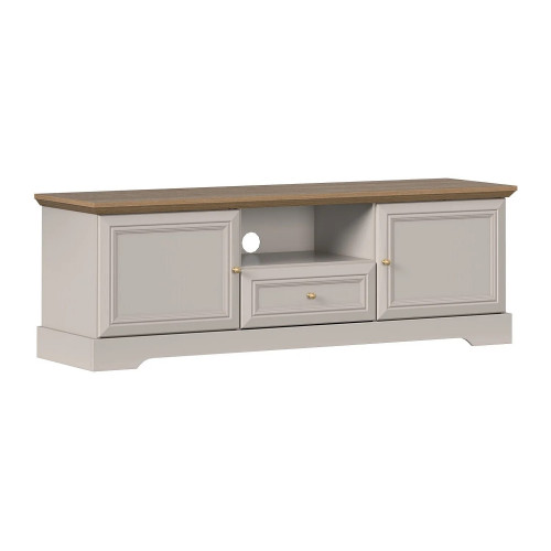 Mueble TV con 2 puertas, 1 cajón y 1 compartimento - Beige y color natural claro - ZARULA