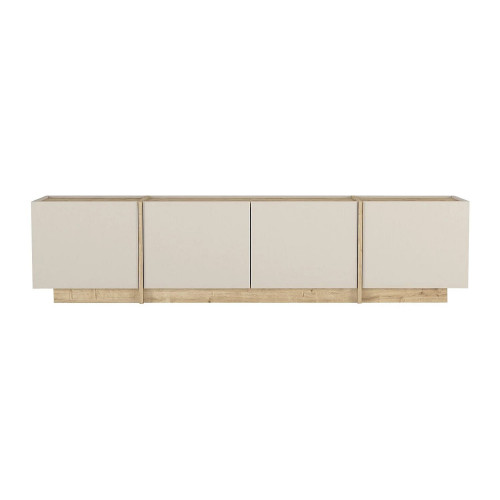 Mueble TV con 4 puertas - Beige y color natural claro - JEYANI