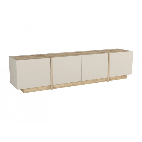 Mueble TV con 4 puertas - Beige y color natural claro - JEYANI