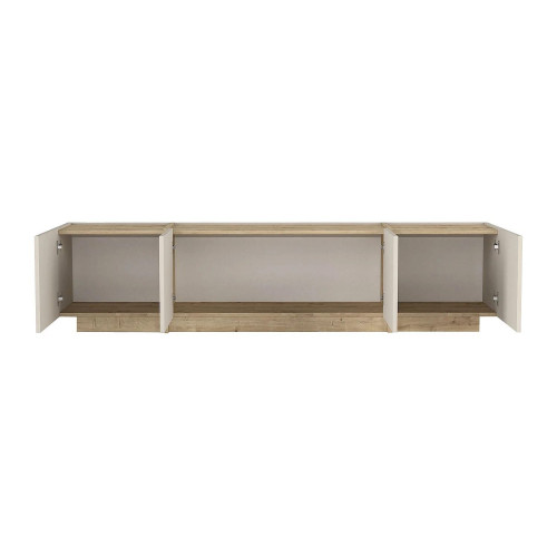 Mueble TV con 4 puertas - Beige y color natural claro - JEYANI