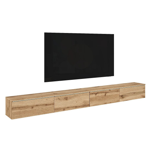 Mueble TV moderno 300 cm para salón con iluminación LED roble Wotan