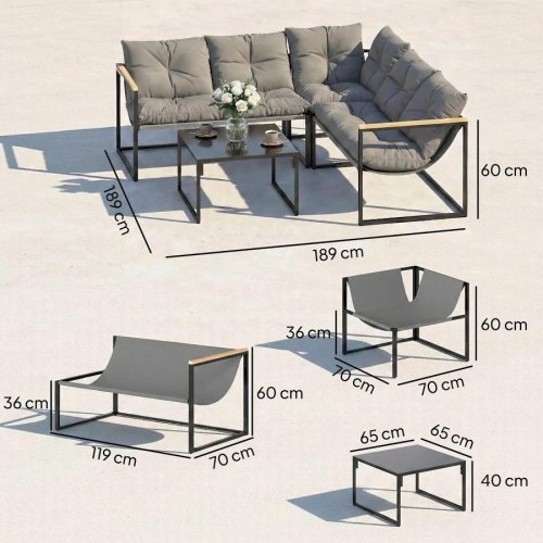 Muebles de Jardín Outsunny 189x189x62 cm Gris