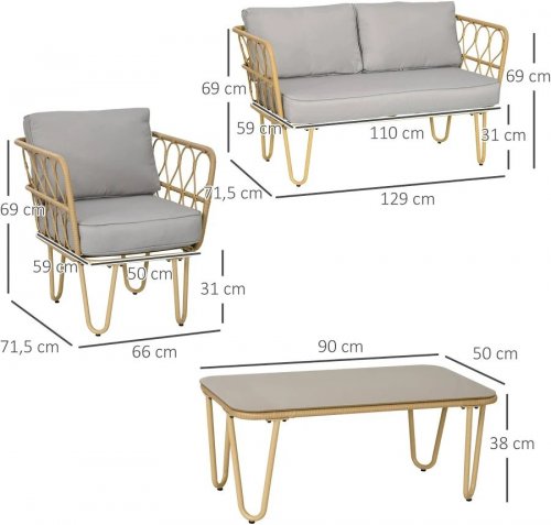 Muebles de Jardín Outsunny Acero