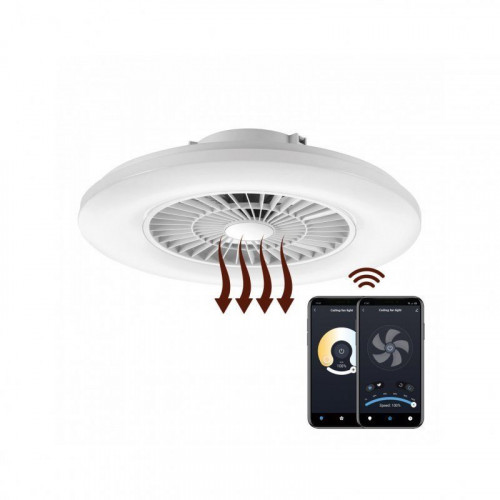 Muvit iO Lámpara Superficie Techo WIFI Blanco CCT con Ventilador y Compatible con Asistentes de Voz 600x170mm
