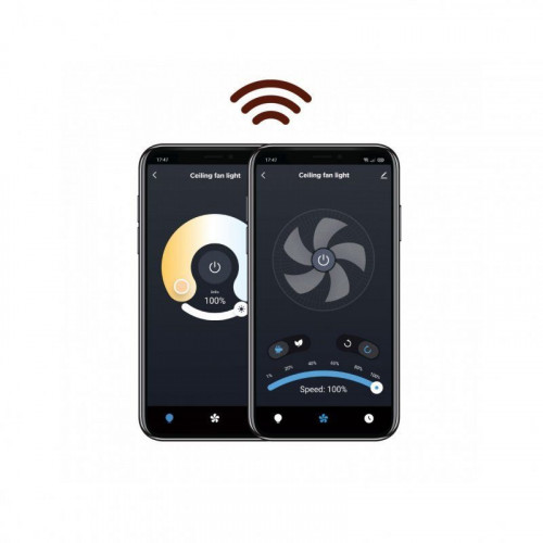 Muvit iO Lámpara Superficie Techo WIFI Blanco CCT con Ventilador y Compatible con Asistentes de Voz 600x170mm