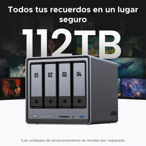 NAS Ugreen 25372B 112TB, 2.5GbE, IA, Nube Privada, Sin Discos, USB 10Gbps