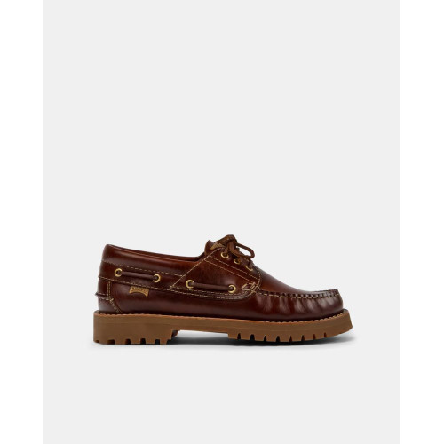 Náuticos de hombre de piel con cordones Marrón