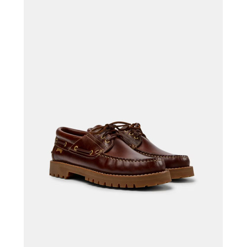 Náuticos de hombre de piel con cordones Marrón