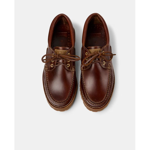 Náuticos de hombre de piel con cordones Marrón