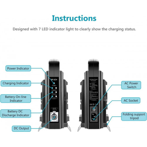 NEEWER Dual Channel V-Mount/V Lock Battery Charger