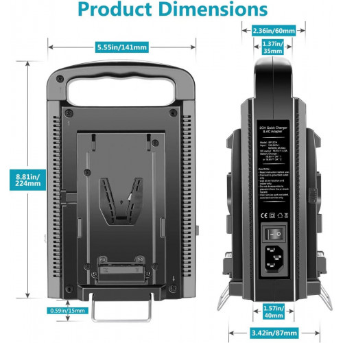 NEEWER Dual Channel V-Mount/V Lock Battery Charger