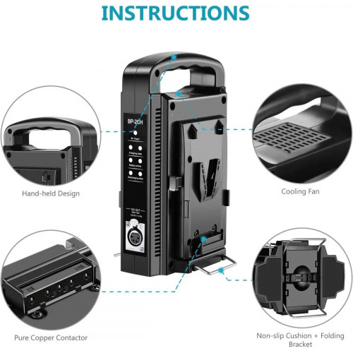 NEEWER Dual Channel V-Mount/V Lock Battery Charger