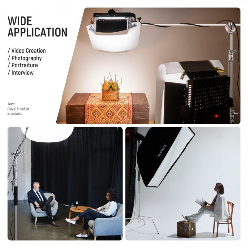 NEEWER Pro 330cm Stainless Steel C Stand with Boom Arm