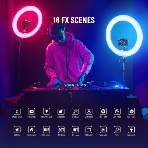 NEEWER RGB18 II 18 Inch RGB LED Ring Light With APP Control