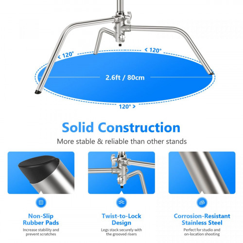 NEEWER SC320 320cm Stainless Steel C Stand with Boom Arm