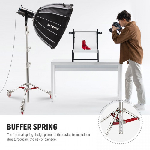 NEEWER ST240SS 240cm Heavy Duty Stainless Steel Light Stand with Casters