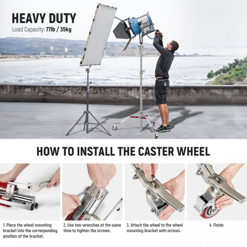 NEEWER ST240SS 240cm Heavy Duty Stainless Steel Light Stand with Casters