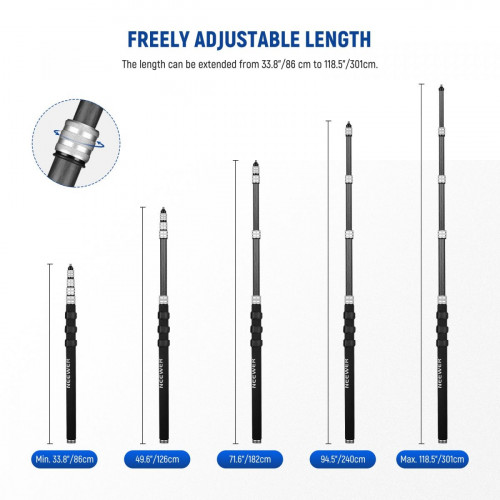 NEEWER Upgraded 9.8ft/300cm Carbon Fiber Microphone Boom Pole
