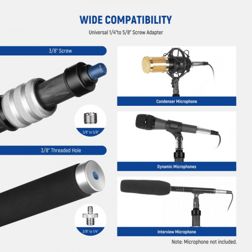 NEEWER Upgraded 9.8ft/300cm Carbon Fiber Microphone Boom Pole