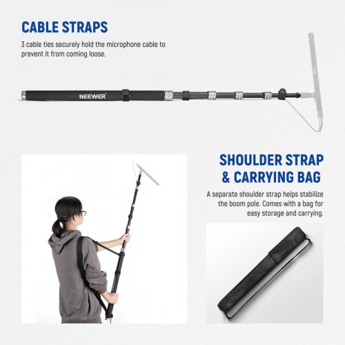 NEEWER Upgraded 9.8ft/300cm Carbon Fiber Microphone Boom Pole
