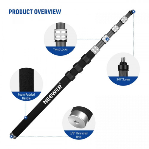 NEEWER Upgraded 9.8ft/300cm Carbon Fiber Microphone Boom Pole