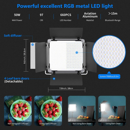 NEEWER Upgraded RGB660 PRO II LED Video Light