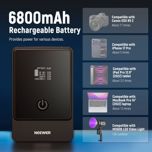 NEEWER V Mount Battery PS099E/PS099F 6800mAh 14.5V 99Wh