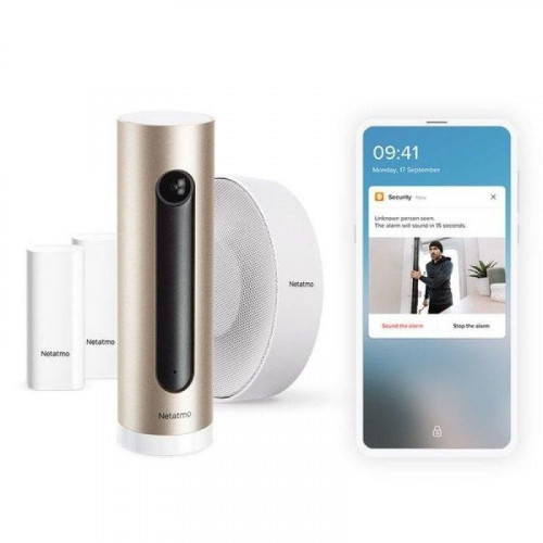 Netatmo Sistema de Alarma con Vídeo Inteligente Cámara Interior + Sirena + Sensores Apertura