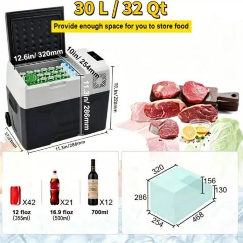 Nevera Portátil Compresor 30l Frigorífico Congelador Voltaje 12v/24v/220v
