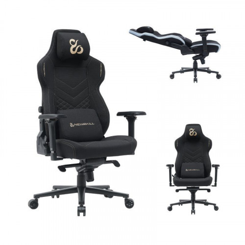 Newskill Banshee Pro Silla Gaming Tela Transpirable con Almohada Cervical Negra y Dorada