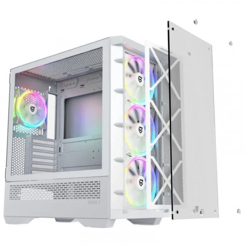 Nfortec DRACO X A-RGB Torre ATX 4 Ventiladores Cristal Templado USB 3.2 Soporte GPU Blanca