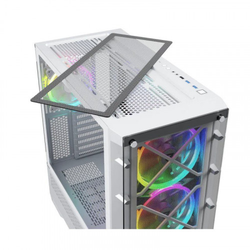 Nfortec DRACO X A-RGB Torre ATX 4 Ventiladores Cristal Templado USB 3.2 Soporte GPU Blanca