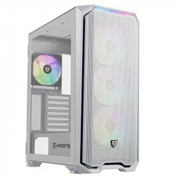 Nfortec Krater X ARGB Torre ATX Cristal Templado 4 Ventiladores Soporte E-ATX Blanca