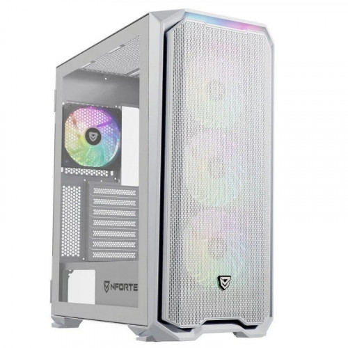 Nfortec Krater X ARGB Torre ATX Cristal Templado 4 Ventiladores Soporte E-ATX Blanca
