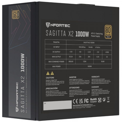 Nfortec Sagitta X2 PCIe 5.1 ATX 3.1 1000W 80 Plus Gold Full Modular