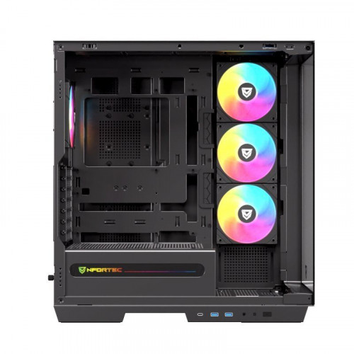 Nfortec Ursa ARGB Semi Torre E-ATX Doble Cristal Templado USB-C Negra