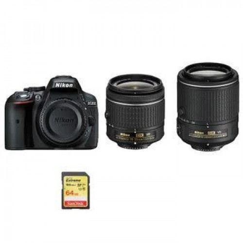 Nikon KIT D5300 AF-P 18-55MM F3.5-5.6G VR + AF-S 55-200MM F4-5.6G ED VR II DX + 64GB tarjeta SD