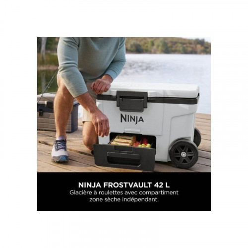 Ninja Frostvault 42 L Nevera Portátil Rodante Con Zona Seca Refrig., Hasta 4,5°c, Ruedas Todoterreno Y Cierre Seguro Fb245euwh Blanca